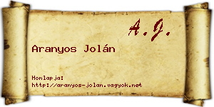 Aranyos Jolán névjegykártya