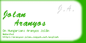 jolan aranyos business card